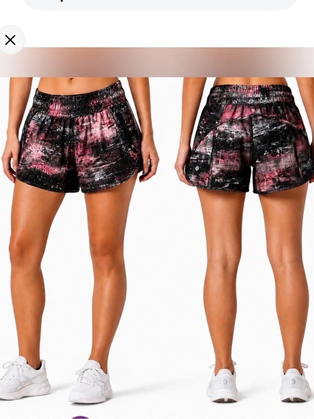 Lululemon Tracker XS 6 Shorts Women’s 4 Galaxy Splatter Black Pink Lined Running